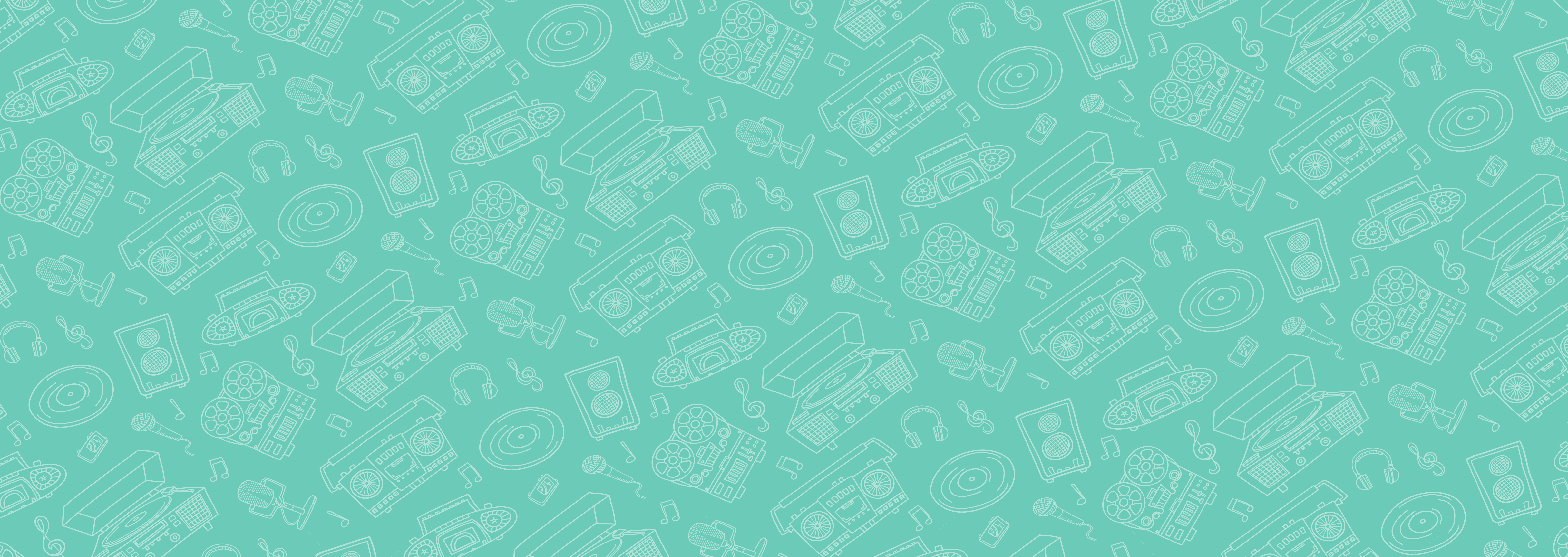 Background pattern with music-themed icons for free shipping trivia games collection