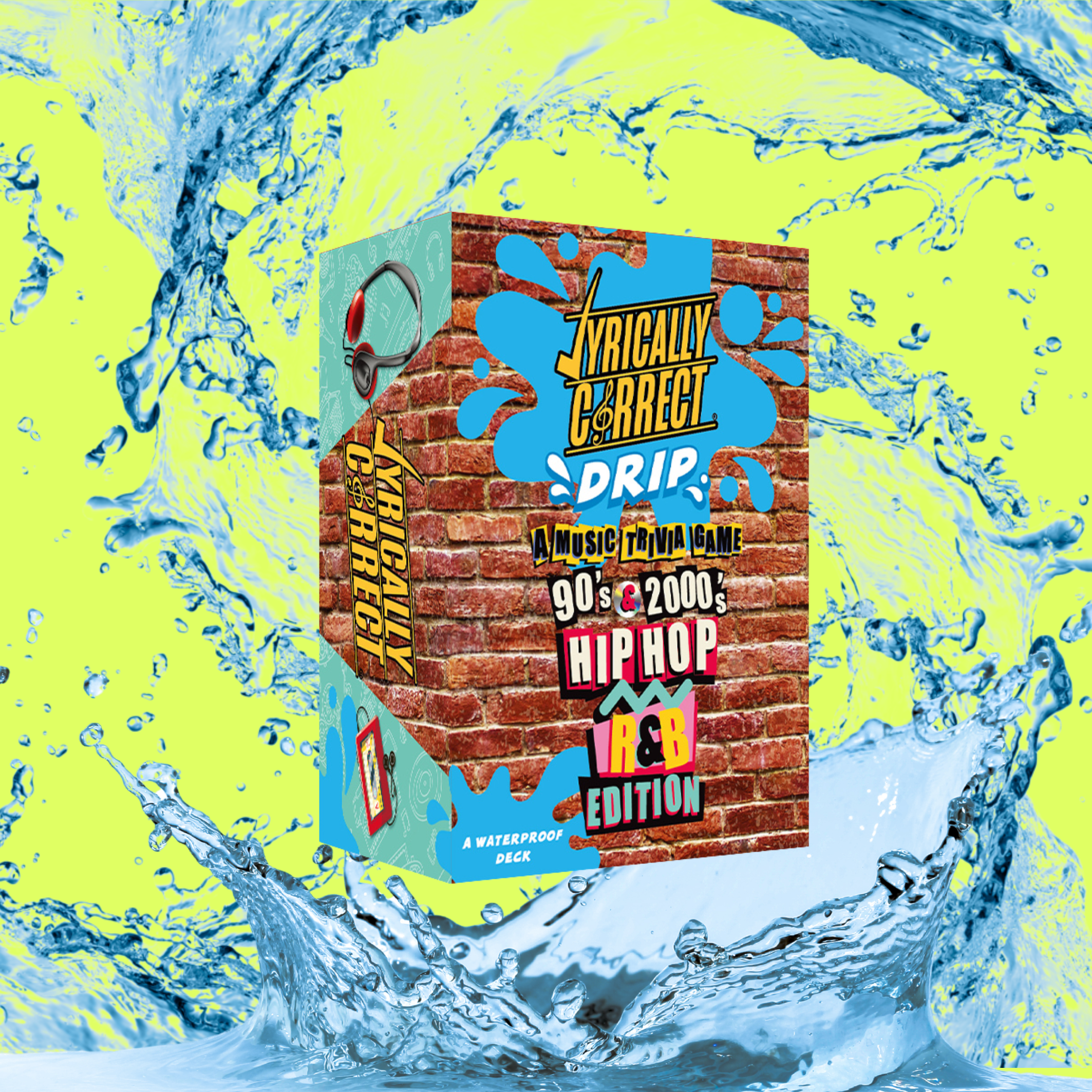 Lyrically Correct 90s and 00s music trivia waterproof edition card game with colorful hip hop design