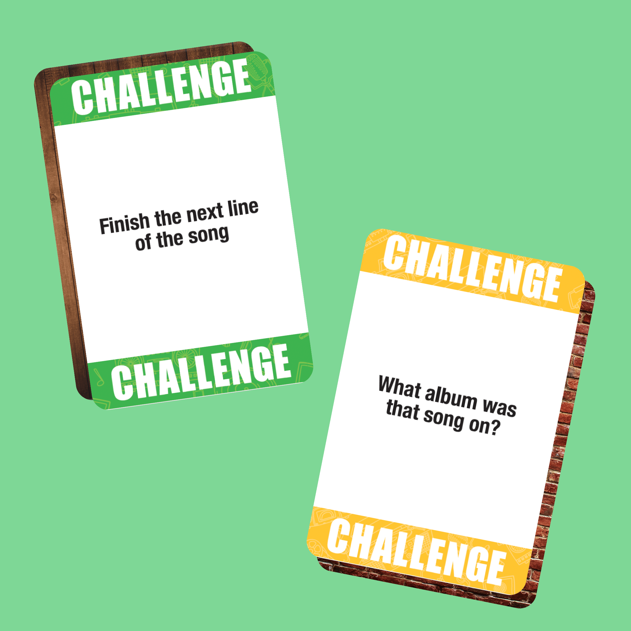 Lyrically Correct music trivia game bundle with challenge cards and engaging questions