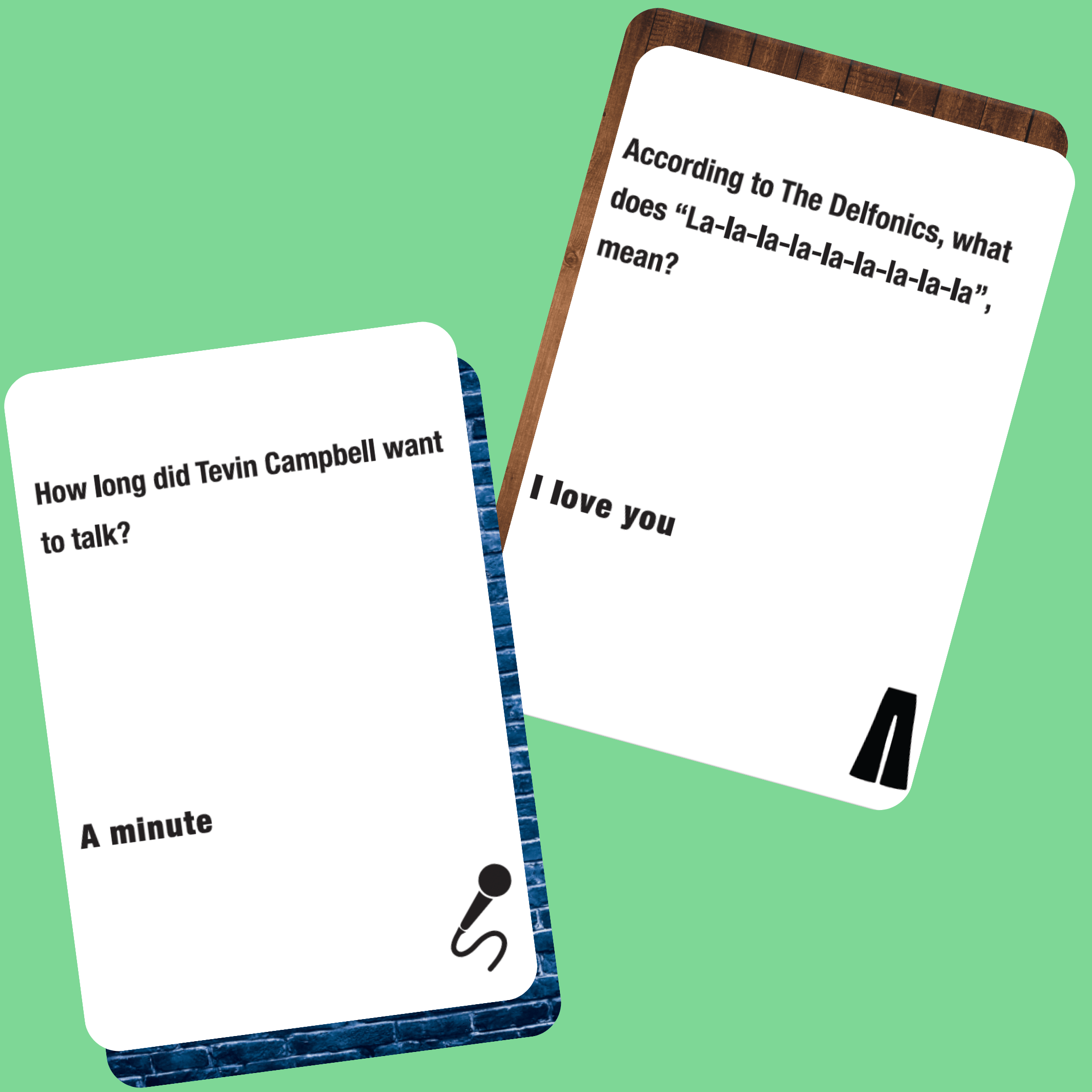 Lyrically Correct music trivia game bundle featuring question and answer cards for music lovers