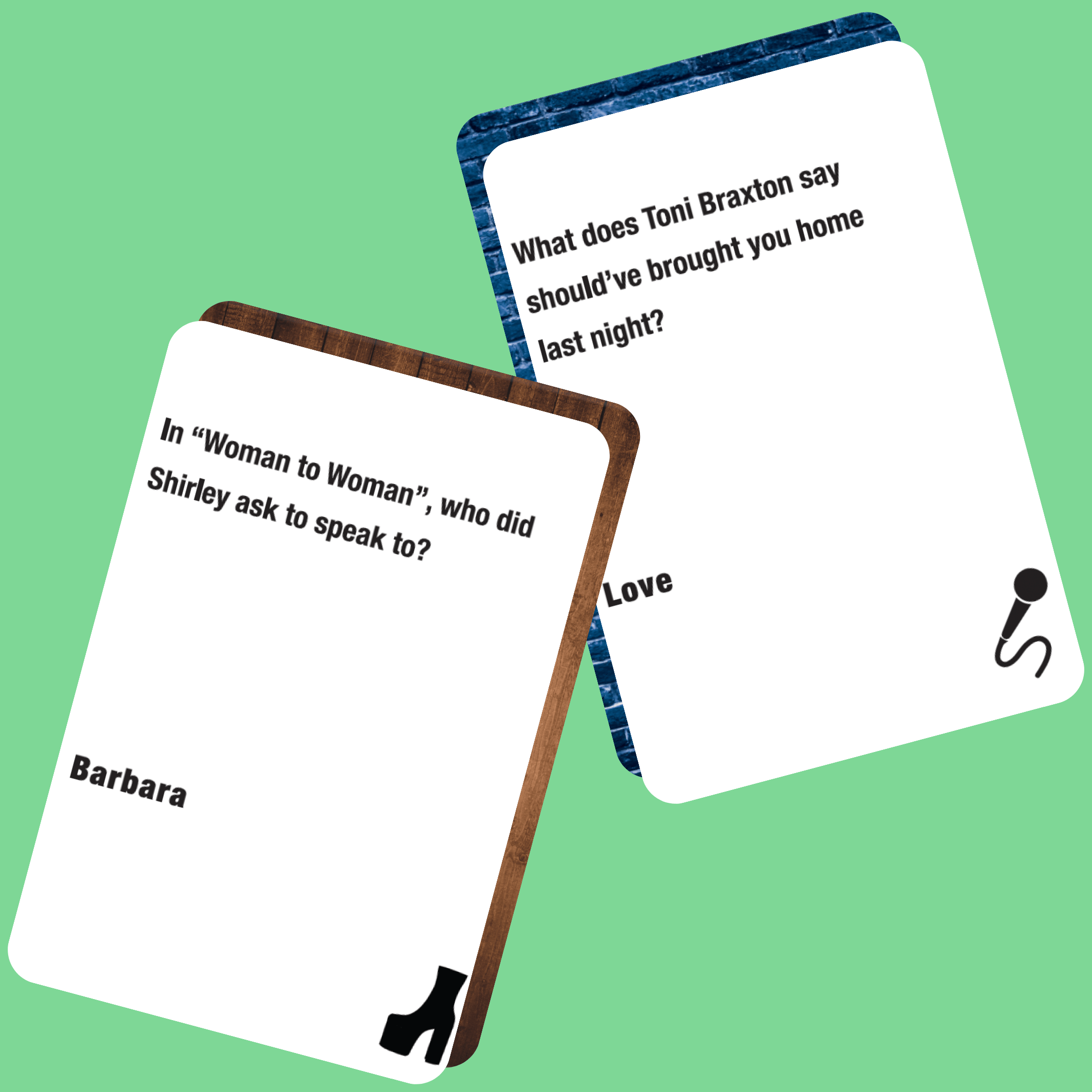 Lyrically Correct music trivia game bundle featuring question and answer cards