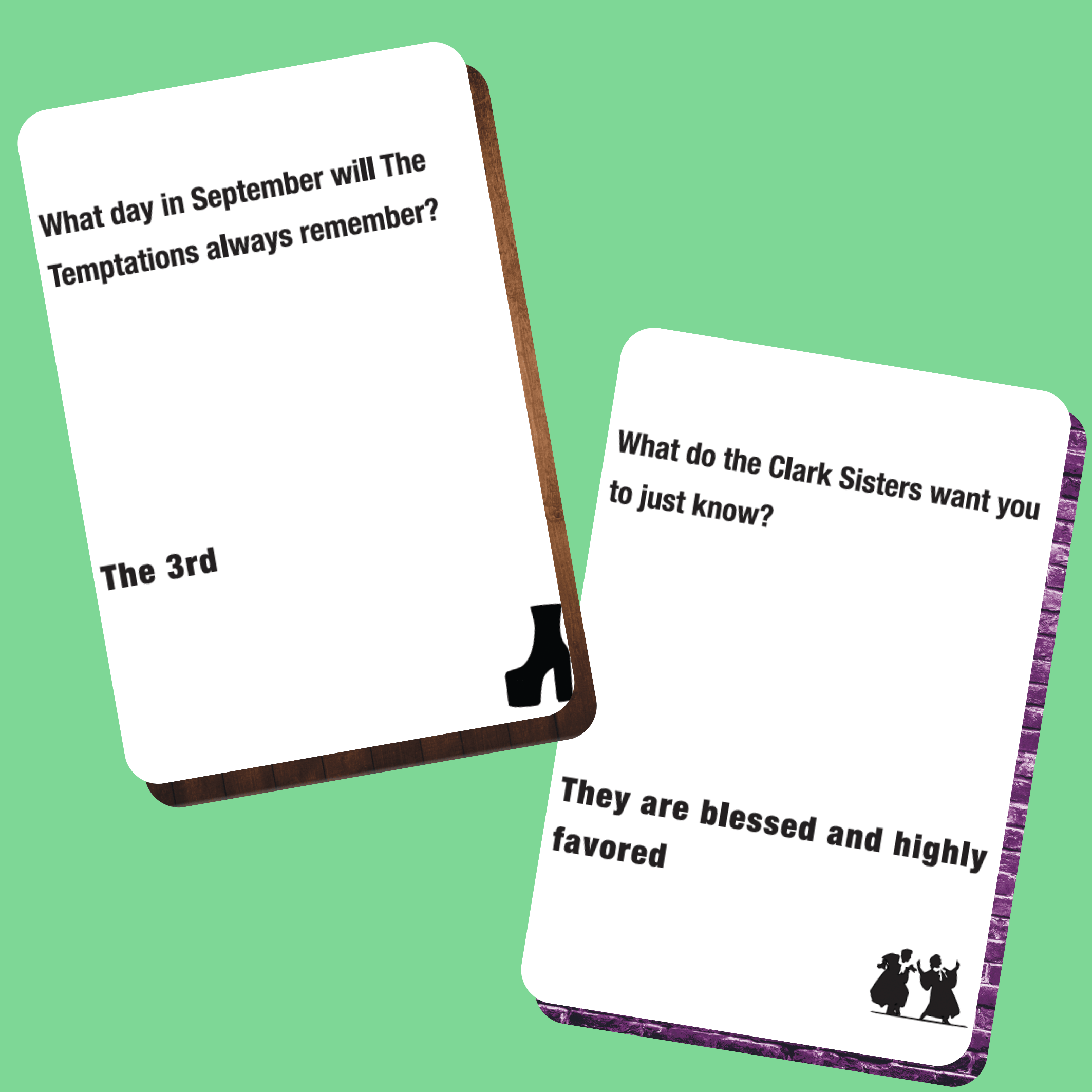 Lyrically Correct music trivia game bundle featuring question cards for music lovers